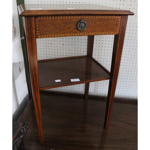 394 - An Edwardian mahogany occasional table, fitted single drawer with under-tier on squared tapering sup... 