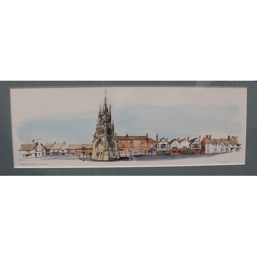 121 - A watercolour of Stratford upon Avon market place 