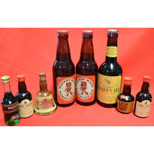 169 - Three bottles of beer including Thomas Hardy’s Ale 1998 along with five miniatures (3 x 33cl and 5 x... 