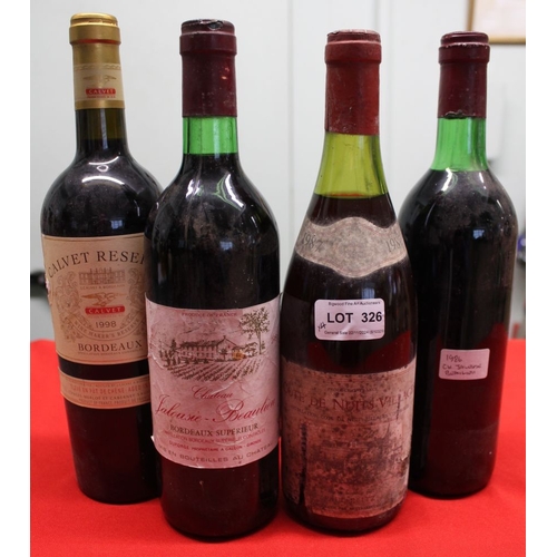 176 - Calvet Reserve Rouge, Bordeaux, 1998, 1 bottle 
 Chateau Jalouse Beaulieu, Bordeaux Superieur, 1986,... 