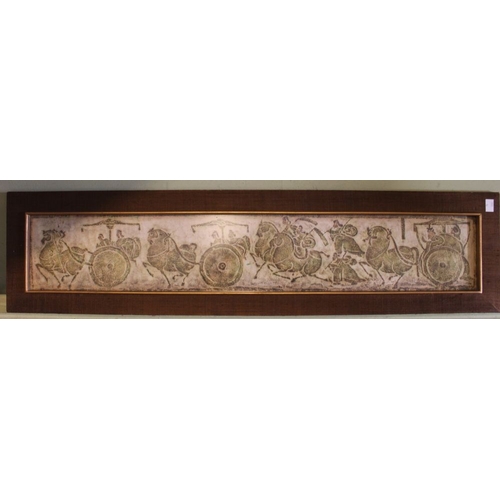 217 - A framed print of an Ancient fresco with chariots