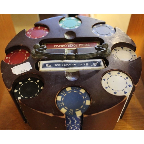 219 - A rotating centrepiece poker chip and card dispenser