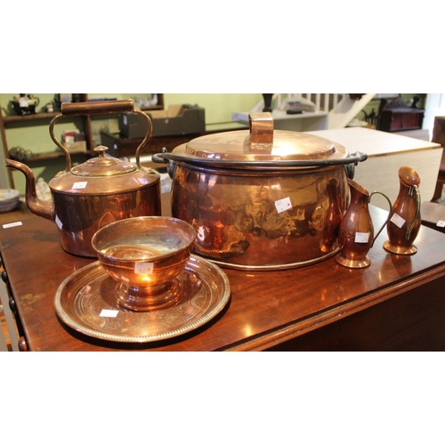 233 - A quantity of copperwares including kettle