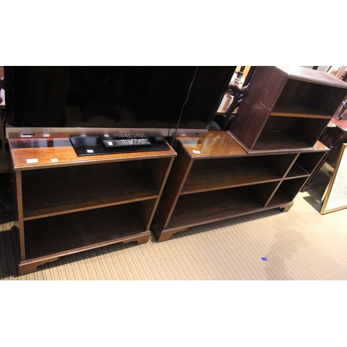 239 - Three low oak bookcases, one 68cm wide, 71cm wide & the other 130cm