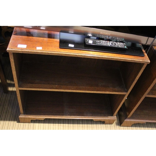 239 - Three low oak bookcases, one 68cm wide, 71cm wide & the other 130cm