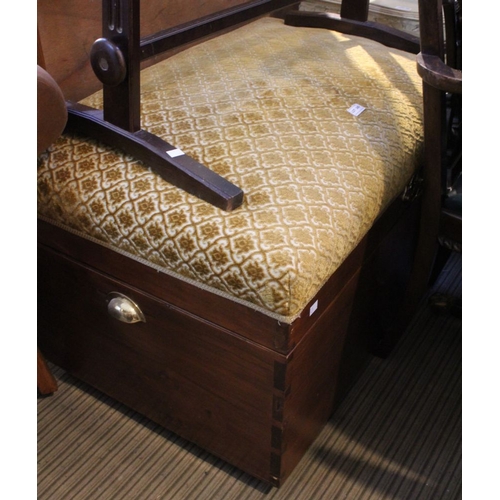 245 - A large upholstered blanket box fitted brass carry handles 92 x 63 cm