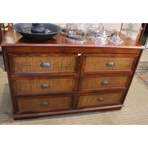 247 - A contemporary chest of six drawers, brass cup hinges 130cm wide