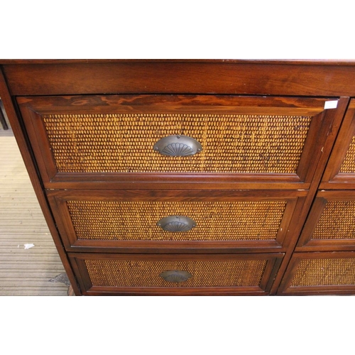 247 - A contemporary chest of six drawers, brass cup hinges 130cm wide