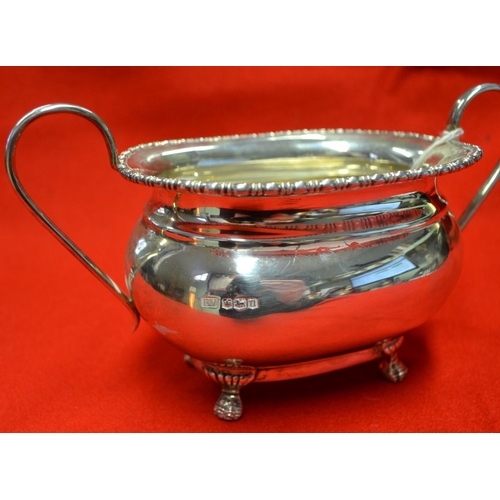 29 - Emile Viner, a silver two handled sugar bowl, raised on paw feet, Sheffield 1930, 334g