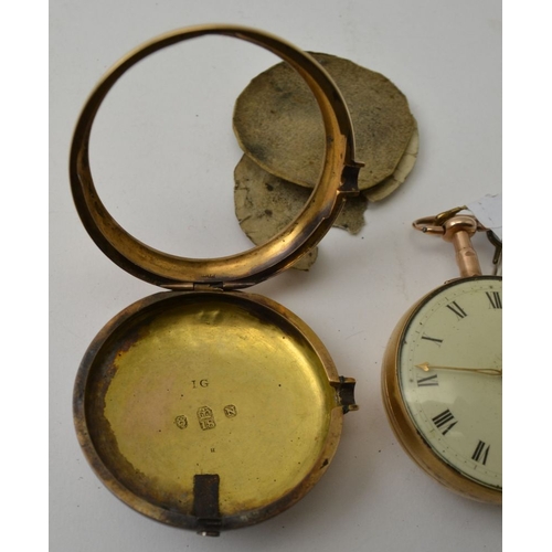 33 - William Holmes, Strand, London, a George lll 18ct gold, pair cased pocket watch, case London 1808, g... 