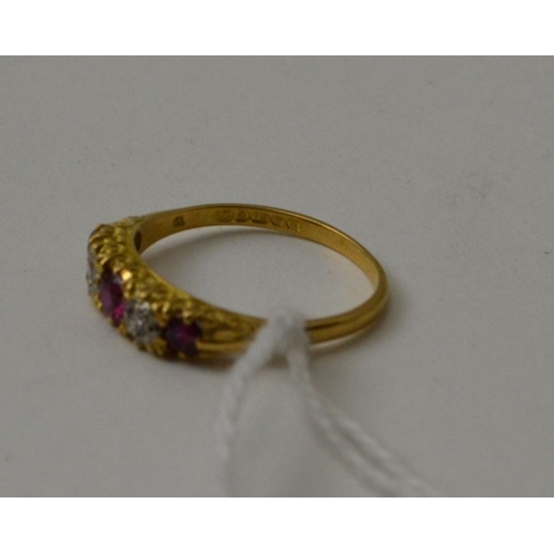 38 - An 18ct gold ruby and diamond ring, gross weight 3.2g