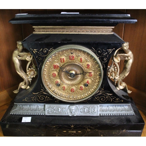 397 - A black slate mantel clock with gilt metal mounts