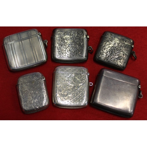 6 - Six hallmarked silver vesta cases, combined weight 175g (6)