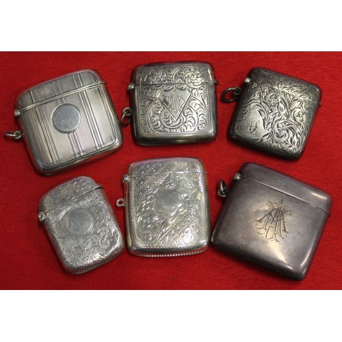 6 - Six hallmarked silver vesta cases, combined weight 175g (6)