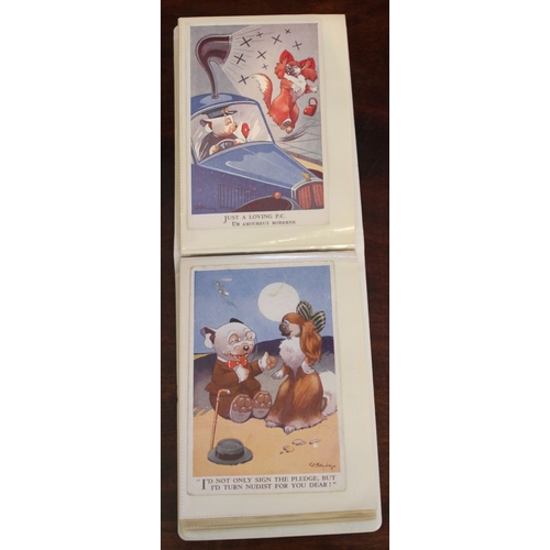 206 - A small postcard album containing thirty six postcards or early Felix the Cat, Bonzo, Churchill, etc