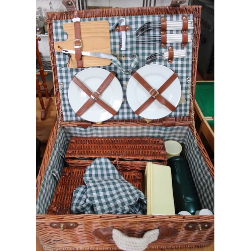 345 - A wicker picnic hamper with contents