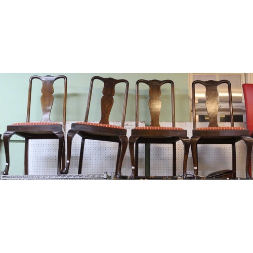 380 - A harlequin set of eight dining chairs, with drop in seat pads