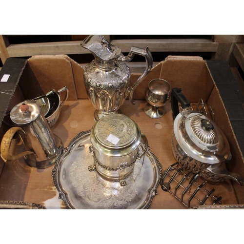 455 - A quantity of silver plate, includes an Egyptian revival design biscuit barrel etc