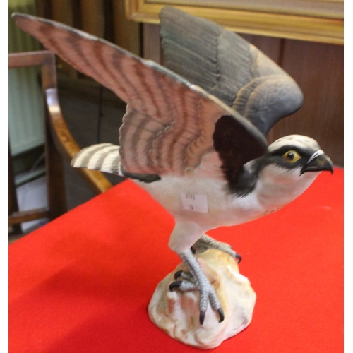 135 - A porcelain model of an Osprey by Spode, polychrome decorated in a matt finish depicted standing on ... 