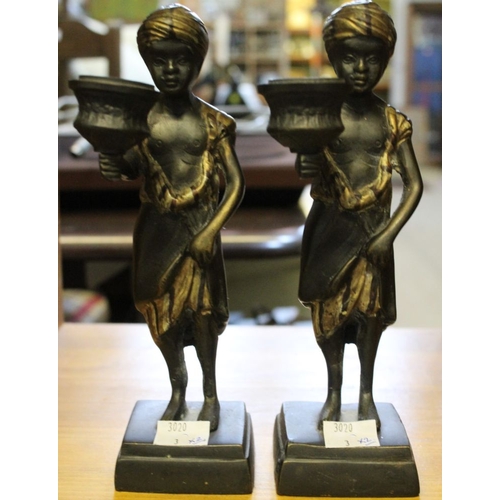 137 - A pair of cast and painted bronze Blackamoor candle holders, 20.5cm high (2)