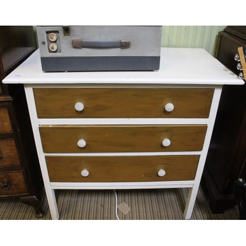 154 - A chest of three drawers, part painted