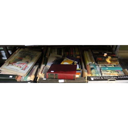 166 - Three tray boxes containing a good variety of hard back and paperback books