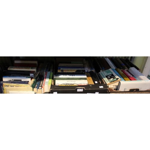 168 - Three boxes containing a selection of hard back history books and other works