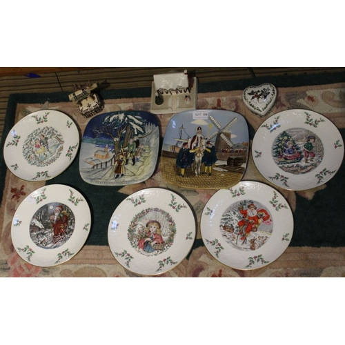 198 - A selection of Royal Doulton Christmas plates with a Coalport winter scene