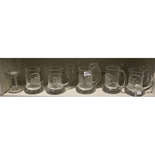 200 - 12 Dartington commemorative glass tankards