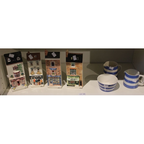 201 - Four Hazle Ceramics - A Nation of shopkeepers with three pieces of traditional Cornish ware