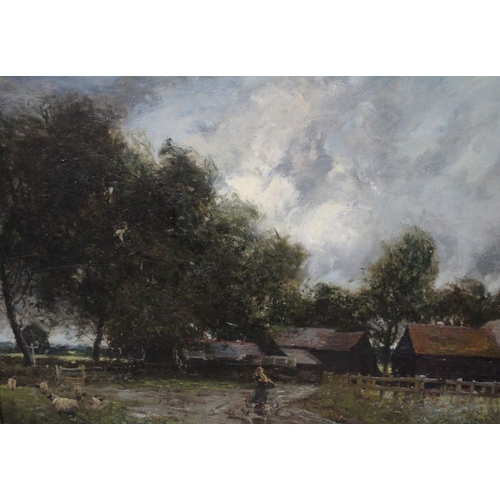 248 - Tom Mostvn, '04 an oil on canvas of a farmyard scene in gilt frame