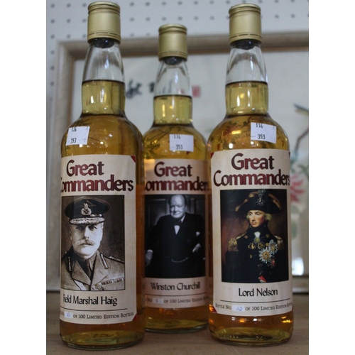 25 - The Whisky Connoisseur three Great Commanders limited edition Whisky 'Field Marshall Haig' 'Lord Nel... 