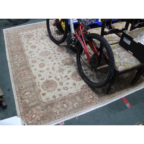 251 - A beige ground floral patterned geometric floor rug