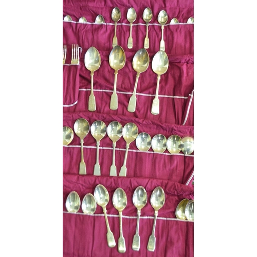 261 - A set of silver cutlery for twelve settings, fiddle pattern design, comprising 12 of each dinner for... 