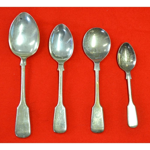 261 - A set of silver cutlery for twelve settings, fiddle pattern design, comprising 12 of each dinner for... 