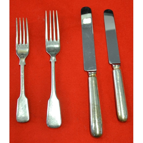 261 - A set of silver cutlery for twelve settings, fiddle pattern design, comprising 12 of each dinner for... 