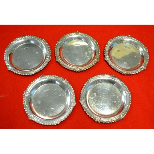 273 - A set of five silver coasters, Birmingham 1973, 9.5cm diameter, 200g (5)