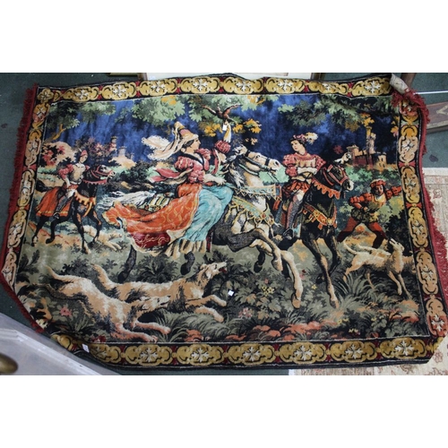 336 - A substantial embroidered wall hanging, depicting a Medieval scene