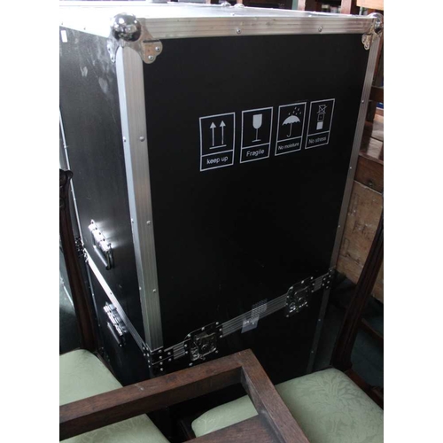 340 - A large black metal bound flight case