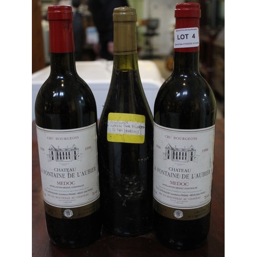 4 - Three mixed bottles of red wine