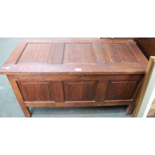 409 - A circa 1900 oak three panel oak coffer/blanket box