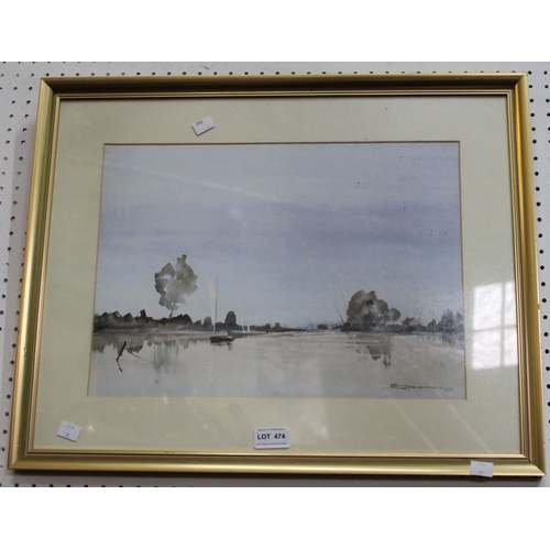 474 - An original watercolour of an Estuary scene, Spencer