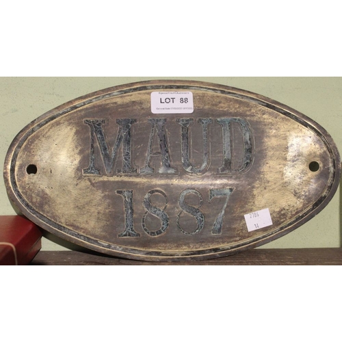 88 - An oval brass boiler plate 