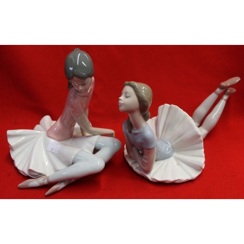 134 - Two Lladro ceramic ballerina, a Lladro clown and one other (4)