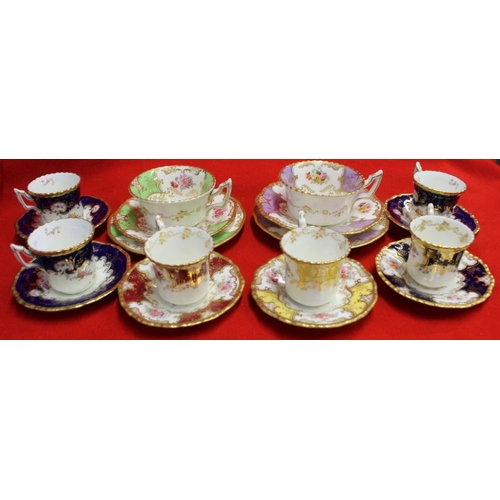 136 - A collection of Coalport, includes pair of trios, which includes teacup, saucer, tea plate, together... 