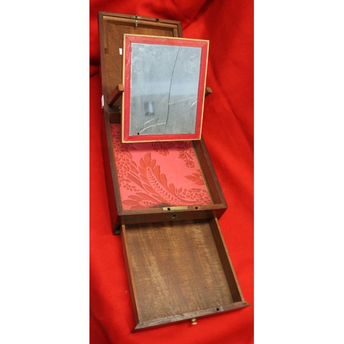 170 - A Georgian mahogany dressing box, having brass handle and drawer, contains mirror, 24cm x 19cm