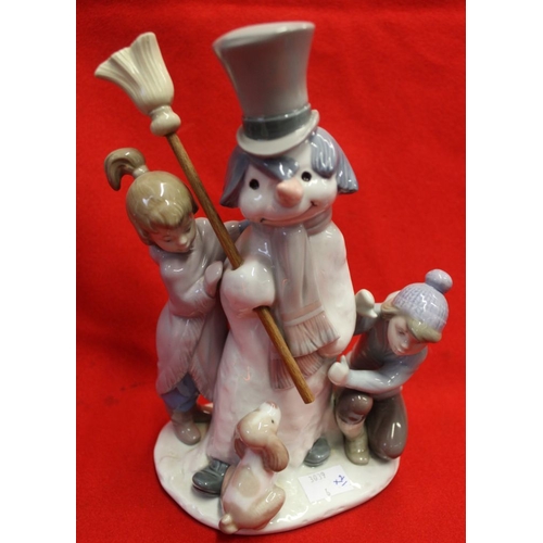 209 - Two Lladro ceramic figure groups, scarecrow and snowman, tallest 24cm high (2)