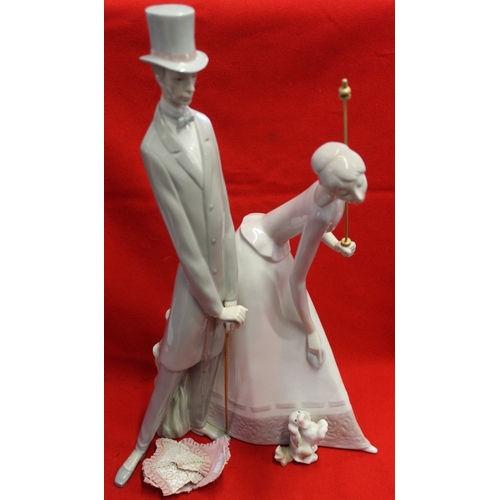 218 - Three Lladro ceramic figure groups, includes two brides and Grooms (3)