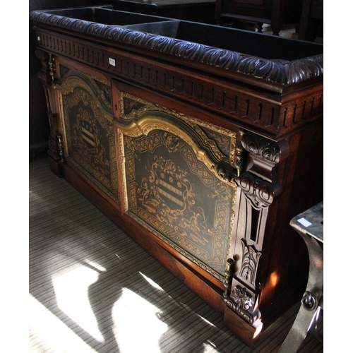 323 - A 19th century Rosewood Continental Italian sideboard (no top), 142cm long x 84cm high