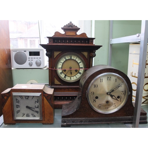 442 - A probable Victorian mantel clock, together with an Art Deco & other example